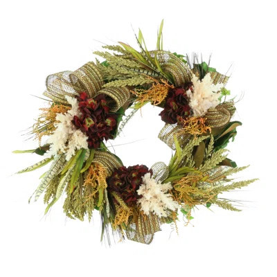 22" Fall Wreath with Hydrangeas and Bows | Wayfair North America
