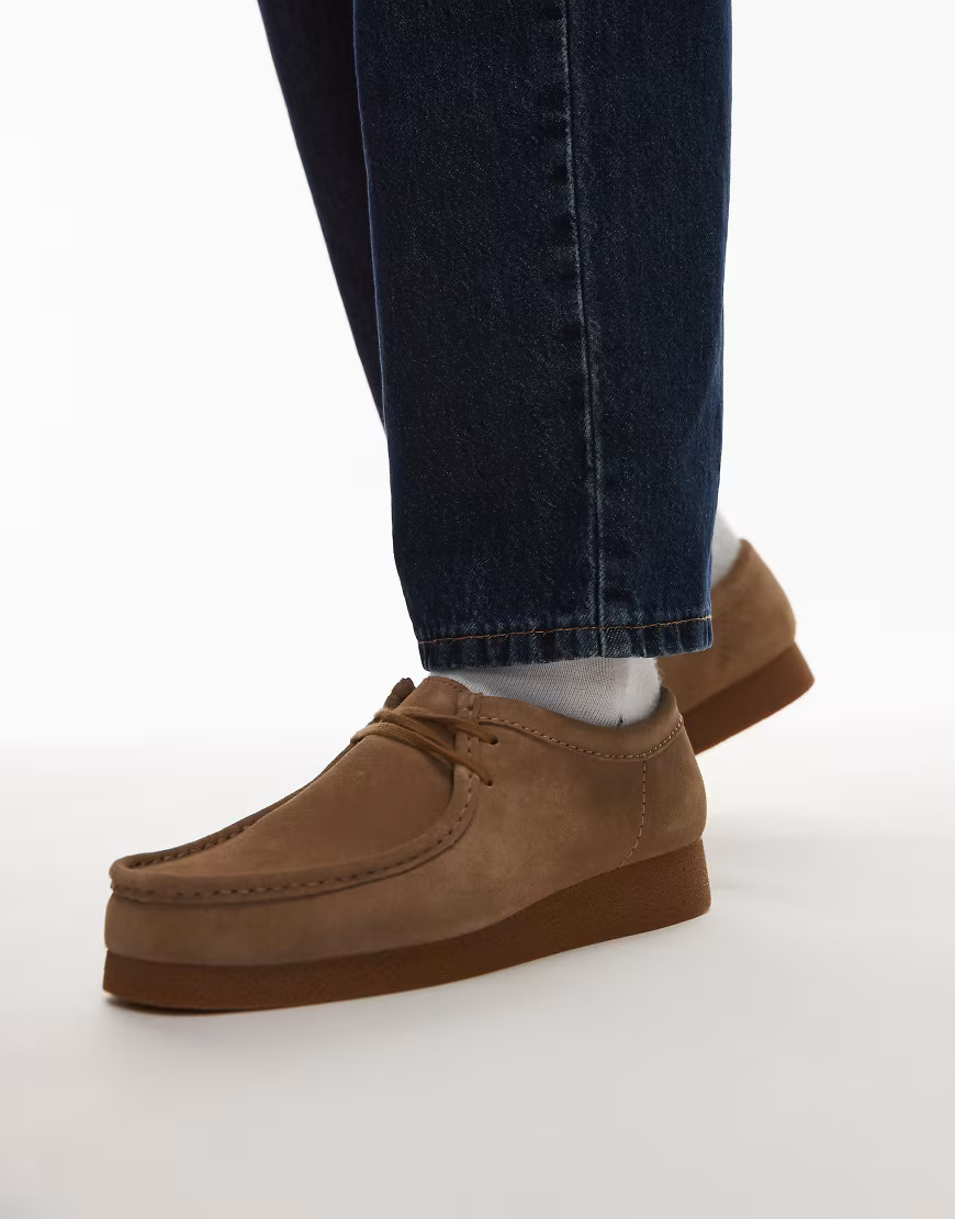 Clarks Wallabee EVO shoe in dark sand suede-Black | ASOS (Global)