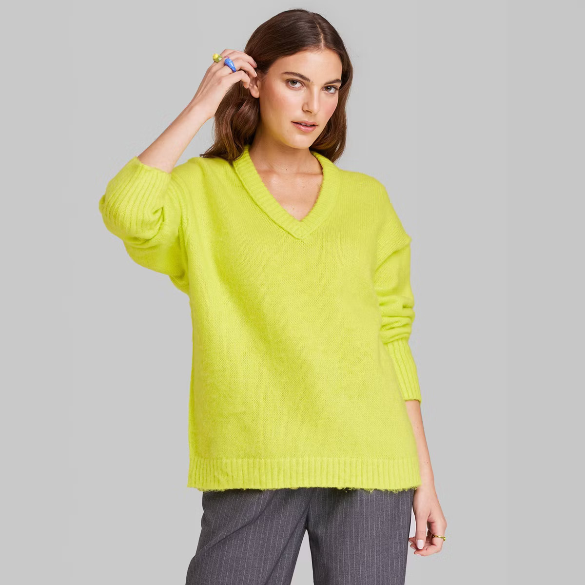 Women's V-Neck Fuzzy Oversized Pullover Sweater - Wild Fable™ | Target