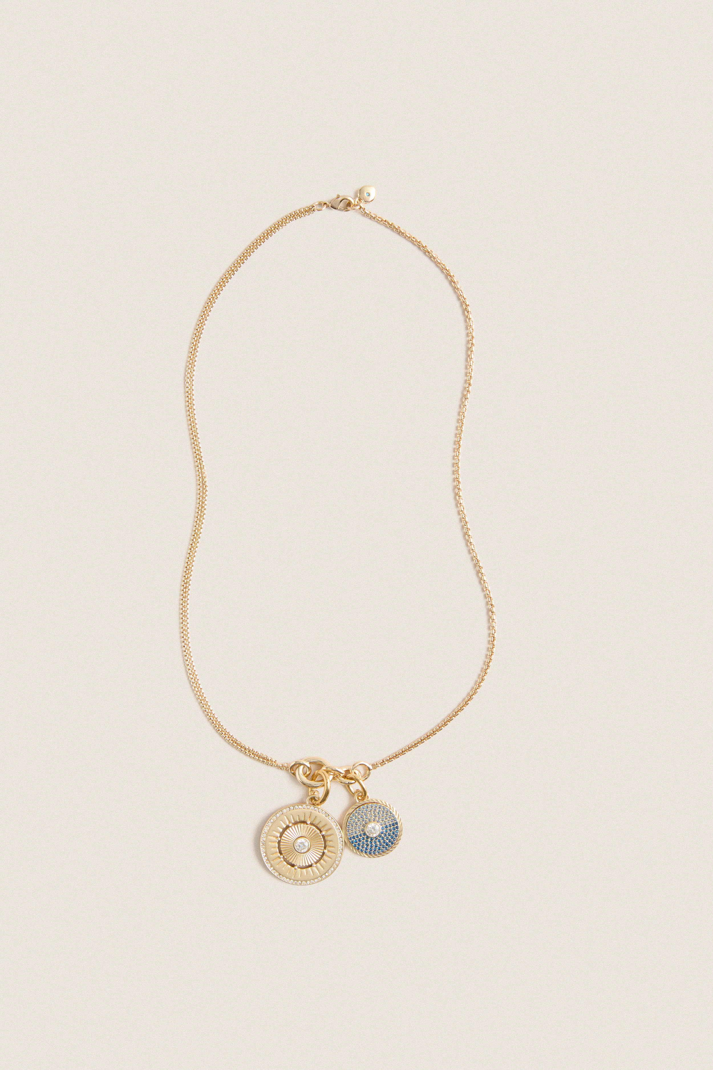 Gold, Clear and Sapphire Multi Strength and Peace Coin Necklace | Tuckernuck (US)