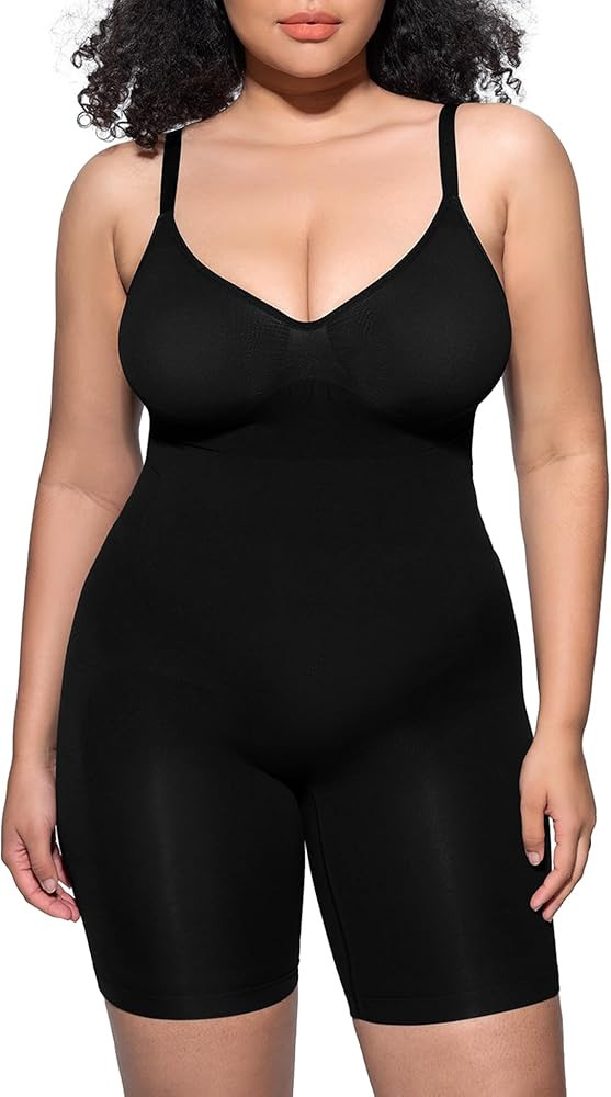 PUMIEY Shapewear Bodysuit for Women Tummy Control V-Neck With Open Gusset Hourglass Collection | Amazon (US)