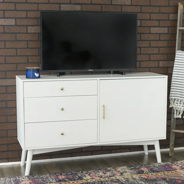 Desert Fields Larsen 3-Drawer TV Stand for TVs up to 58", White - Walmart.com | Walmart (US)