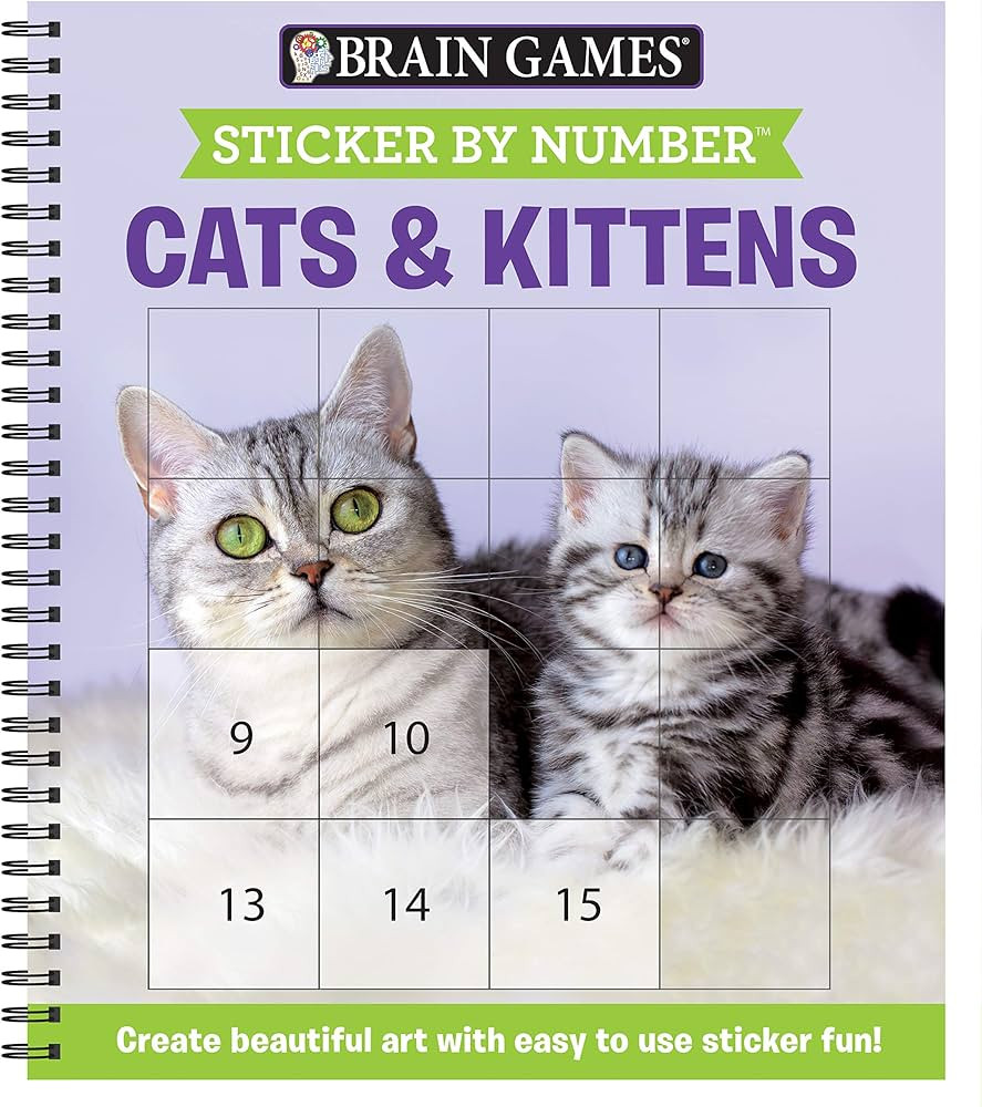 Brain Games - Sticker by Number: Cats & Kittens (Easy - Square Stickers): Create Beautiful Art Wi... | Amazon (US)