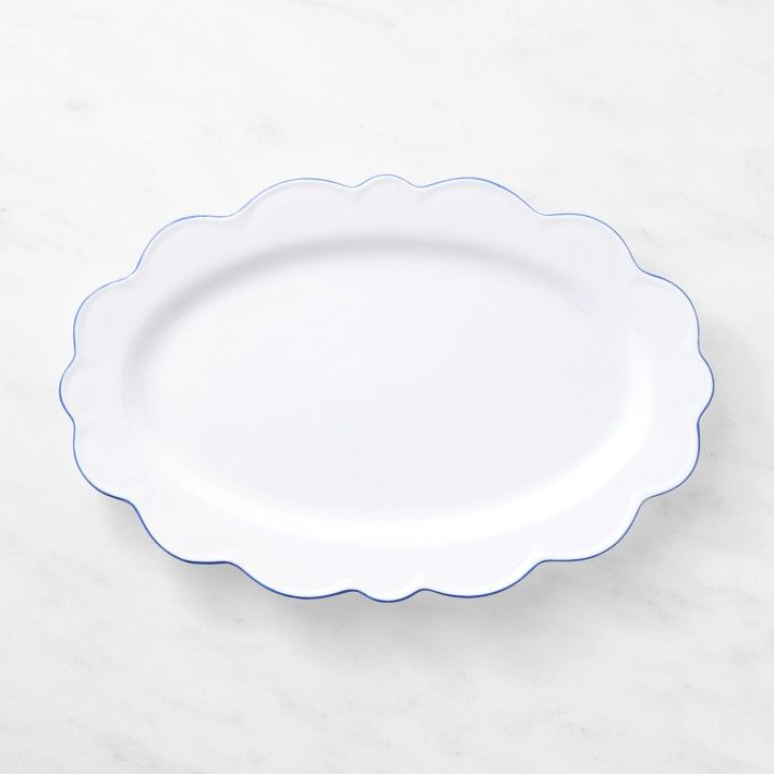 AERIN Garden Bouquet Blue Scalloped Platter | Williams-Sonoma