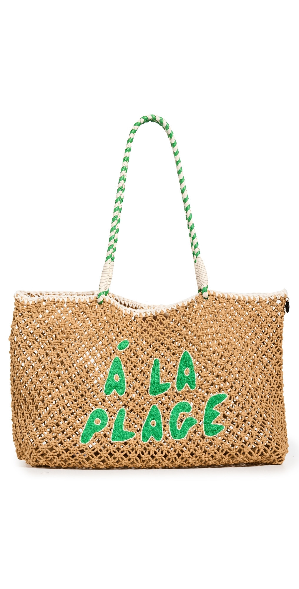 Clare V. L'ete Tote Tan Crochet w/ Green A La Plag One Size | Shopbop