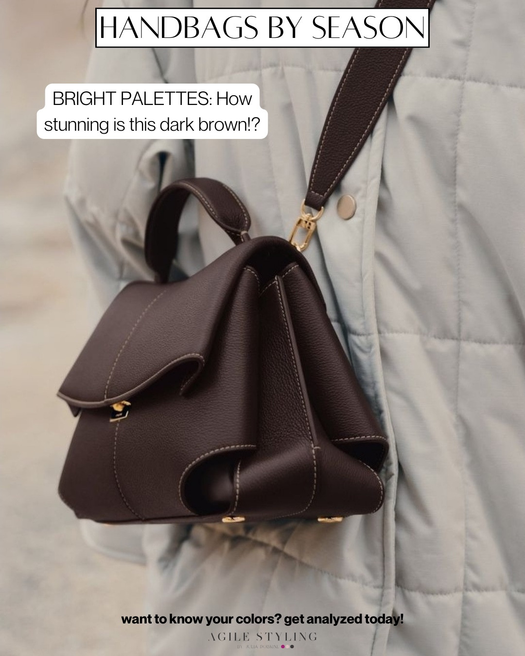 Bright Palettes: How stunning is this dark brown?

Exact bag available through polene-paris.com

Please see similar options linked below!

Disclaimer: The colors mentioned in this post may not be 100% accurate to the season, as they were chosen based on digital images from the website.

#LTKitbag #LTKSeasonal #LTKstyletip
