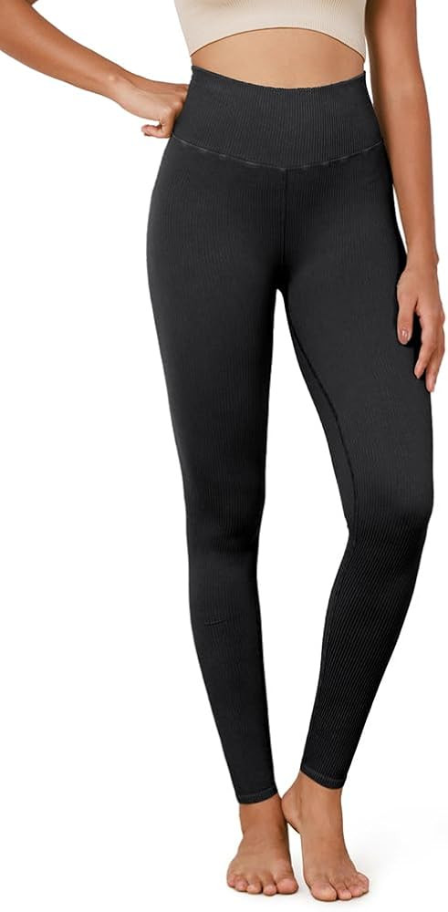 ODODOS Seamless Leggings for Women High Waisted Tummy Control Acid Washed Ribbed Workout Gym Yoga... | Amazon (US)