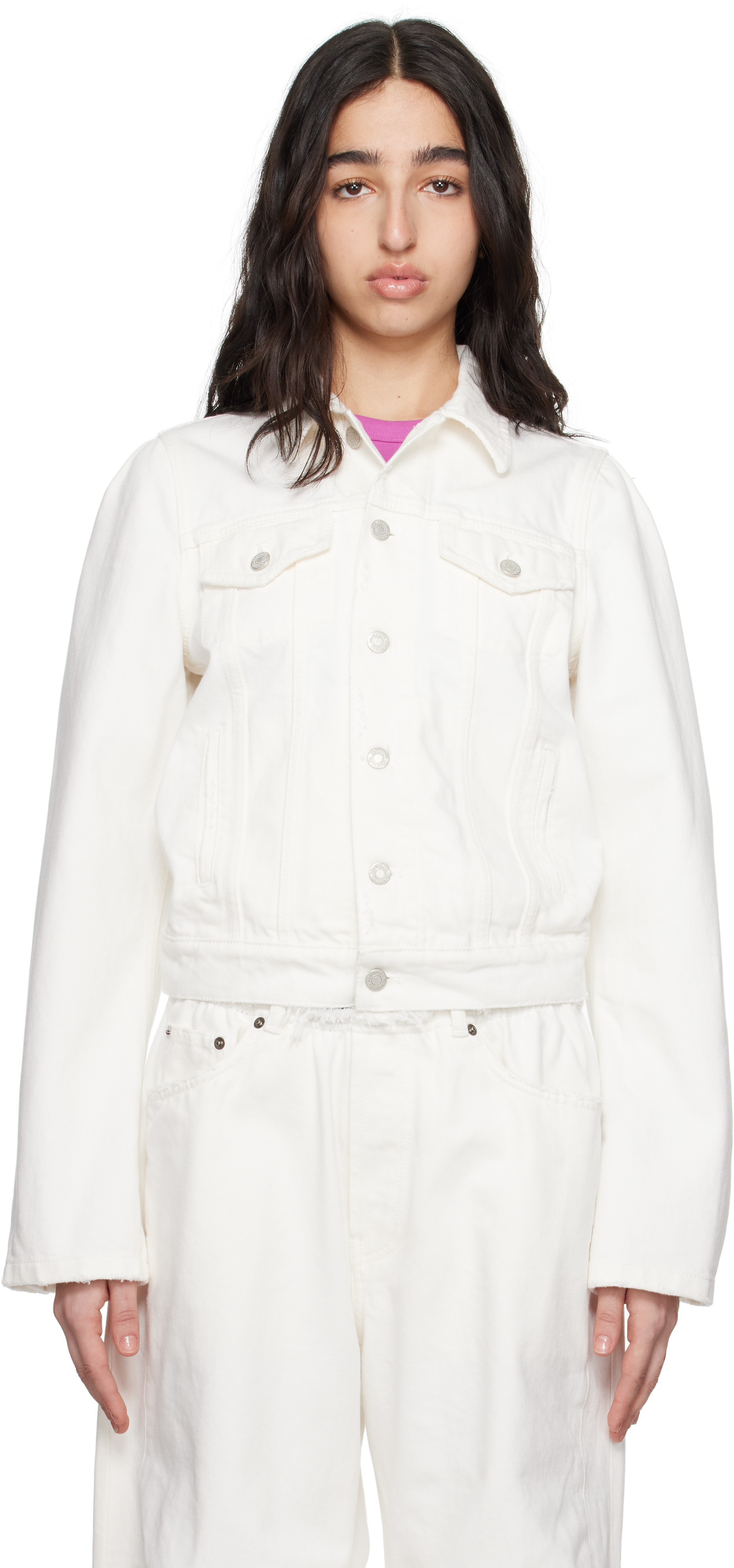 ALAINPAUL White Molded Shoulder Denim Jacket | SSENSE