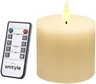 smtyle Flameless Candle with Battery Operated 3 X 3 Inch Real Wax Pillar LED Candle with 10 Key Remo | Amazon (US)