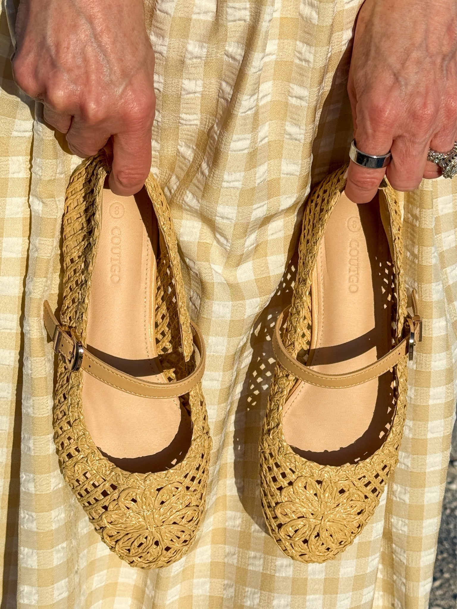 These woven Mary Jane flats are such a fun summer find- and they surprised me with how comfy they are! I expected them to be a little scratchy inside, but nope! The breathable woven design, floral detail, and adjustable strap give them a charming, vacation-ready look, while the cushioned memory foam footbed keeps them comfortable for all-day wear. They pair beautifully with sundresses, linen outfits, shorts, and all your favorite warm-weather looks.

#LTKOver40 #LTKSeasonal #LTKTravel
