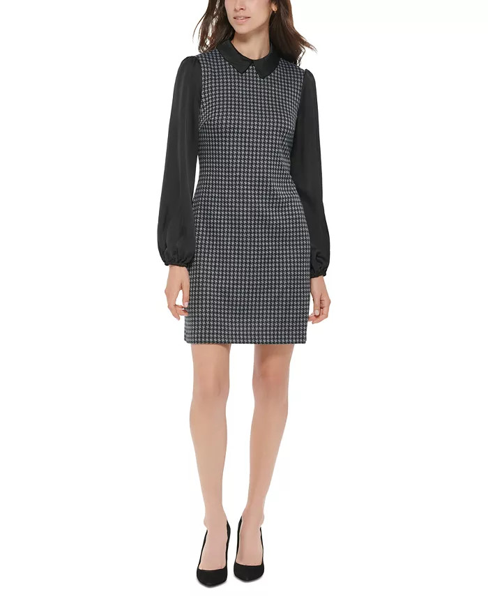 Women's Houndstooth Layered-Look Dress | Macy's