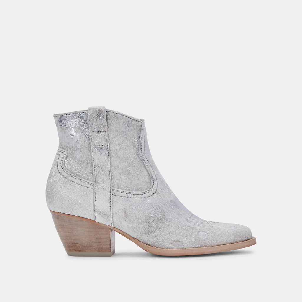 SILMA BOOTIES SILVER MULTI CALF HAIR | DolceVita.com
