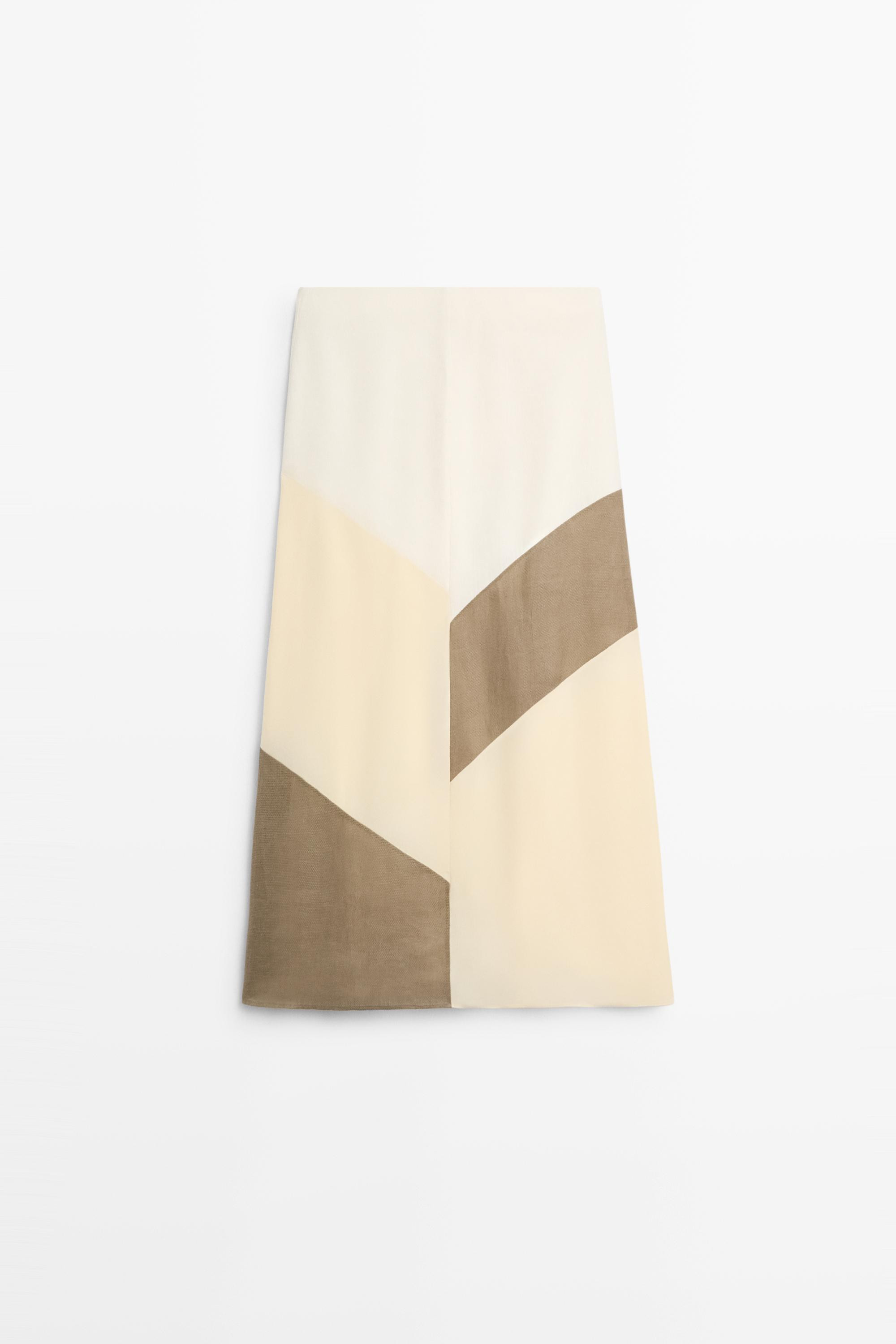 Flowing patchwork midi skirt - WHITE | Massimo Dutti UK