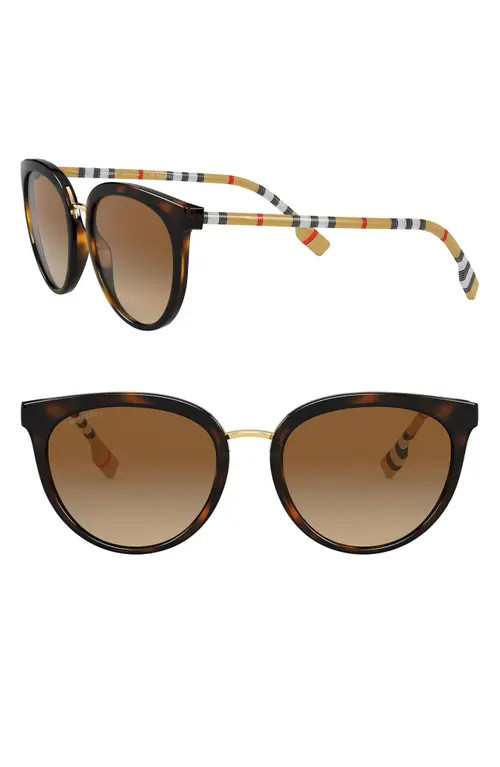 burberry 54mm Polarized Gradient Cat Eye Sunglasses in Dark Havana/Brown Gradient at Nordstrom | Nordstrom