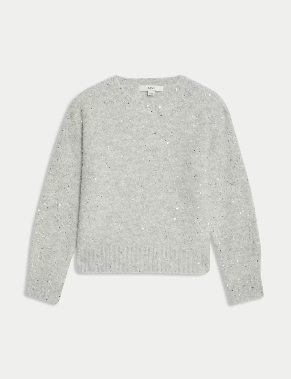 Bouclé Sequin Crew Neck Jumper with Wool | Marks & Spencer (UK)