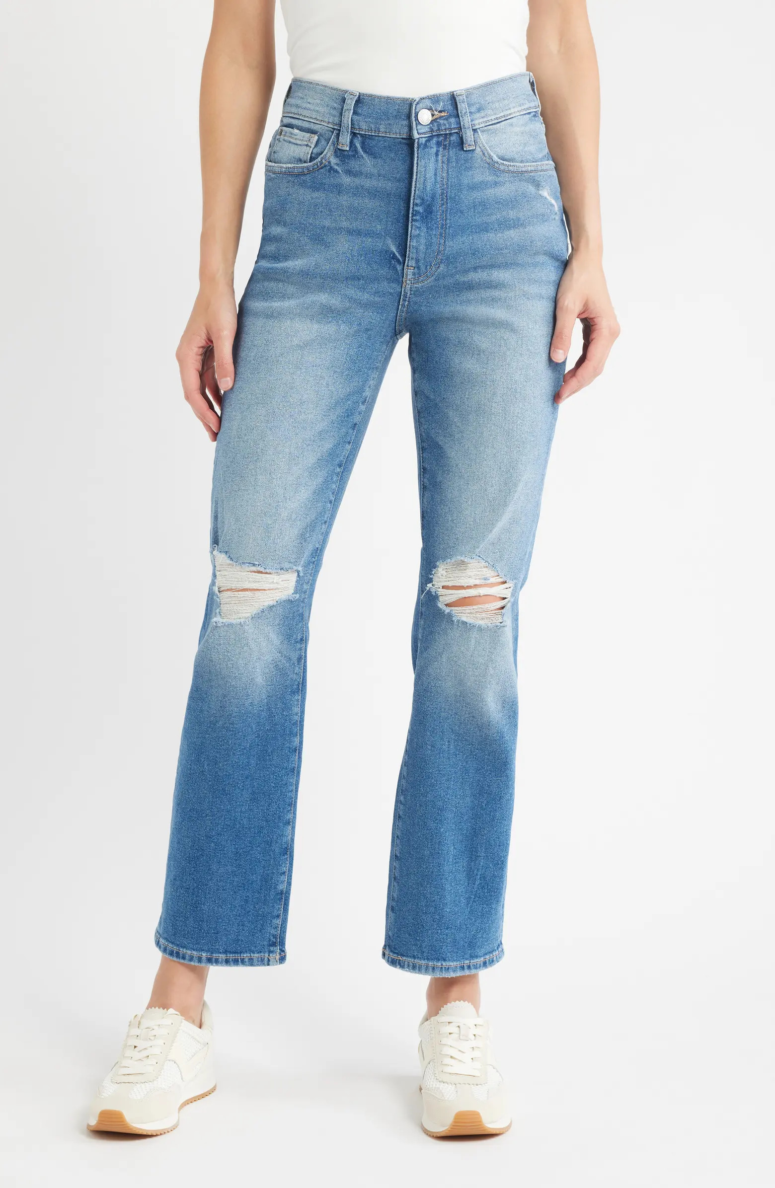 ASE Ripped High Waist Straight Leg Jeans | Nordstrom