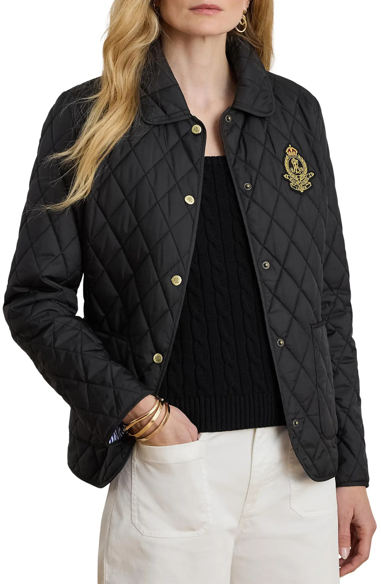 Crest Detail Quilted Jacket (Women) | Nordstrom | Nordstrom