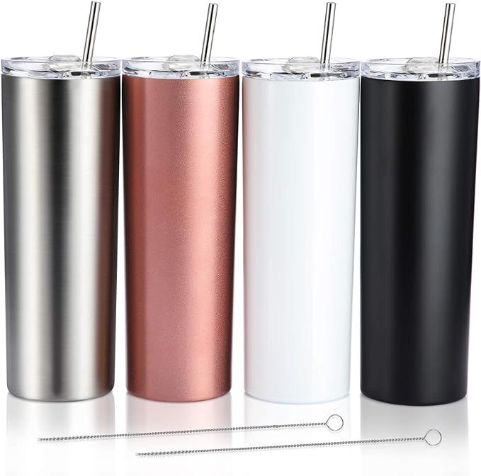 4 Pack Classic Tumbler Stainless Steel Double-Insulated Water Tumbler Cup with Lid and Straw Vacu... | Amazon (US)