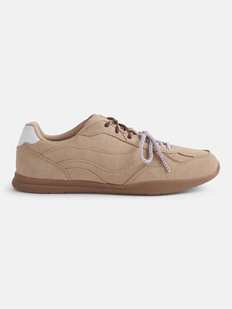 No Boundaries Women's Faux Suede Double Lace Sneakers | Walmart (US)