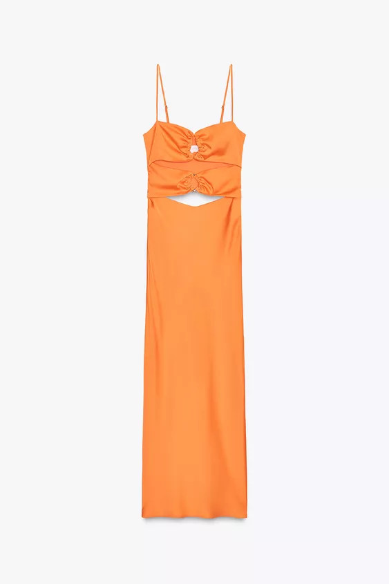 CUT-OUT SATIN MIDI DRESS | Zara US