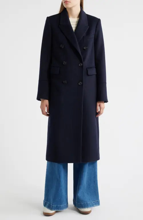 Sam Edelman Doubled Breasted Wool Blend Military Coat in Navy at Nordstrom, Size 4 | Nordstrom