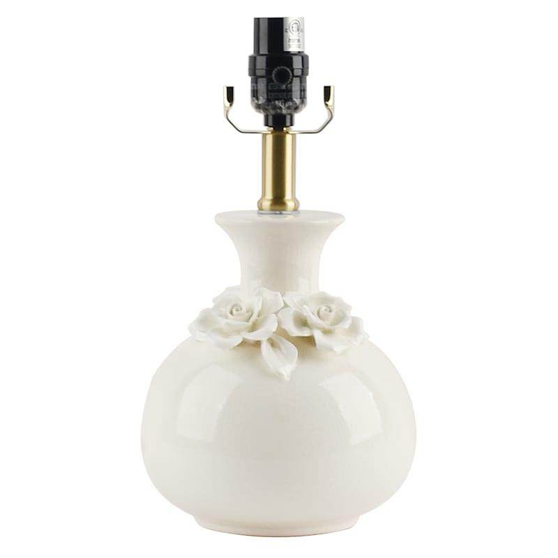 Providence White Floral Applique Accent Lamp Base, 12.5" | At Home