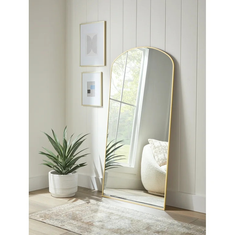 Better Homes and Gardens 30x60 Brushed Gold Aluminum Arch Mirror - Walmart.com | Walmart (US)