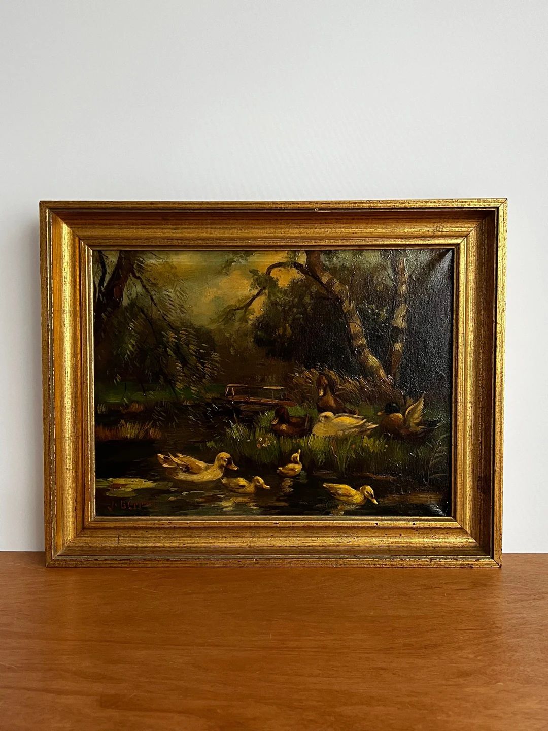 Antique Dutch Oil Painting Duck Family Oil Painting Dark - Etsy | Etsy (US)