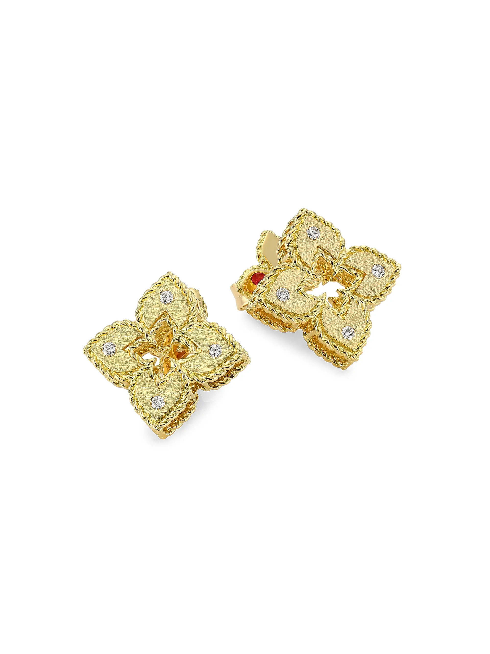 Petite Venetian 18K Yellow Gold & Diamond Stud Earrings | Saks Fifth Avenue