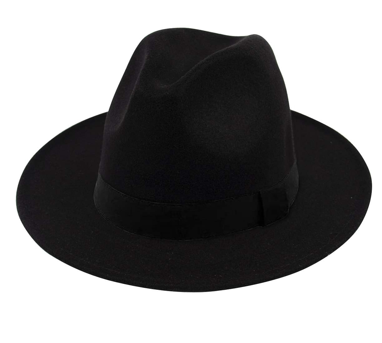 Lanzom Women Wide Brim Warm Wool Fedora Hat Retro Style Belt Panama Hat | Amazon (US)