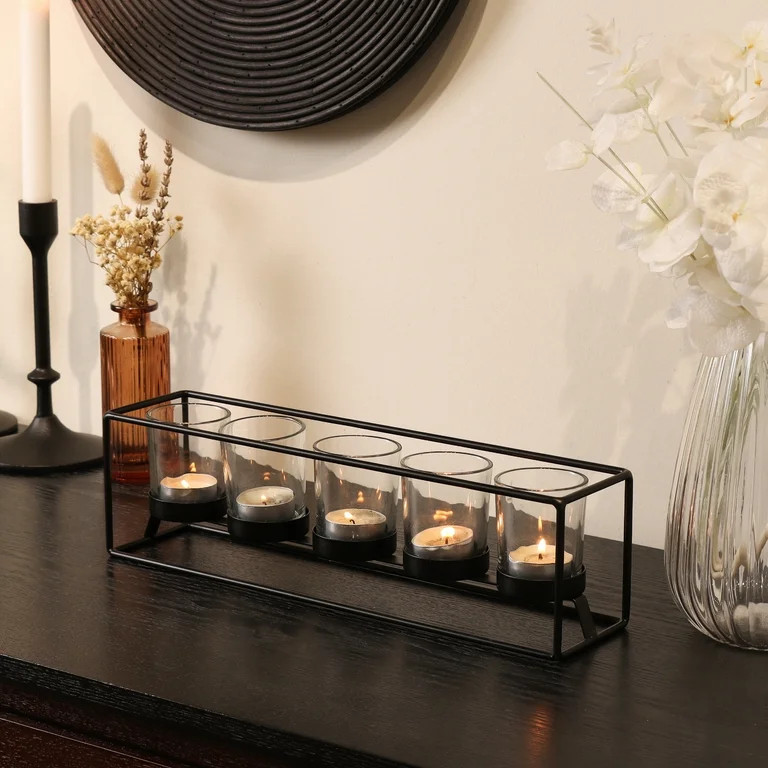 Mainstays Decorative Black Metal Votive Centerpiece Candle Holder | Walmart (US)
