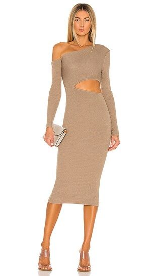 Camila Coelho Nahla Knit Dress in Taupe. - size L (also in M, S, XL, XS, XXS) | Revolve Clothing (Global)