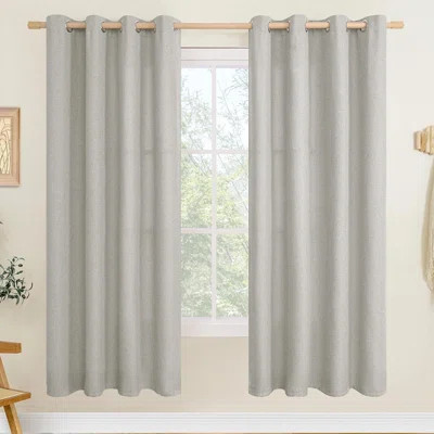 Light Grey Linen Curtains – 2 Grommet Panels, Light Filtering, Privacy Drapes | Wayfair North America