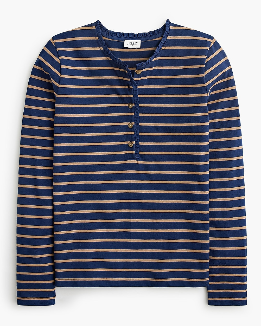 Striped ruffle-collar henley | J.Crew Factory