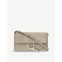 Chloe Faye leather & suede clutch, Women's, Motty grey | Selfridges