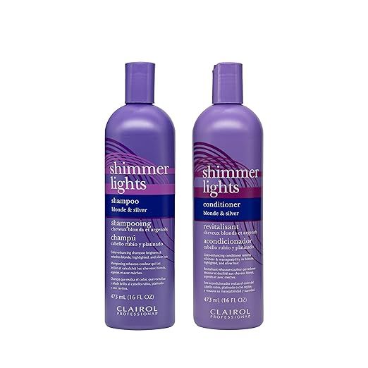 Clairol Professional Shimmer Lights Purple Shampoo & Conditioner | Neutralizes Brass & Yellow Ton... | Amazon (US)