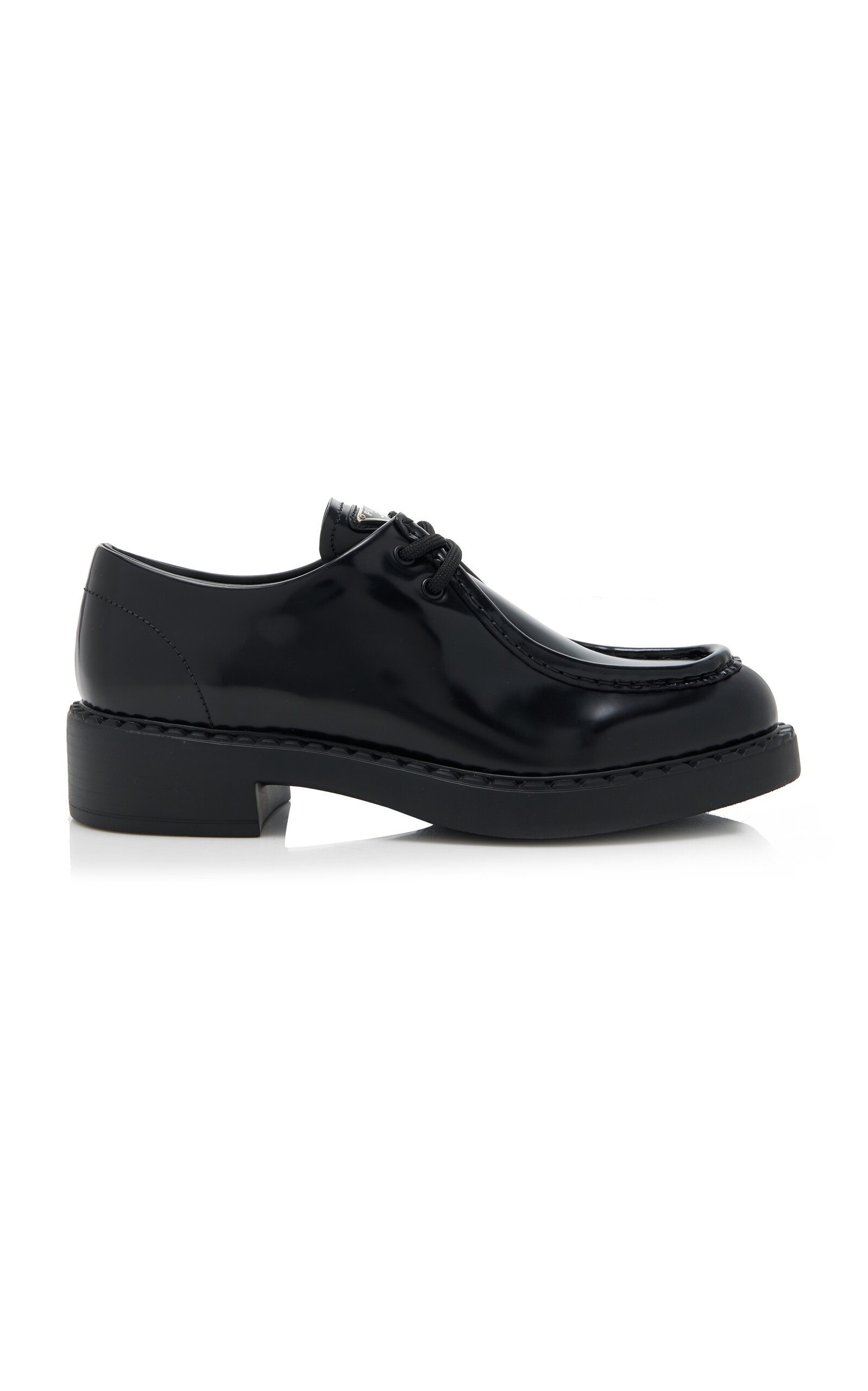 Prada Logo-Detailed Leather Oxford Loafers           - Moda Operandi | Moda Operandi (Global)