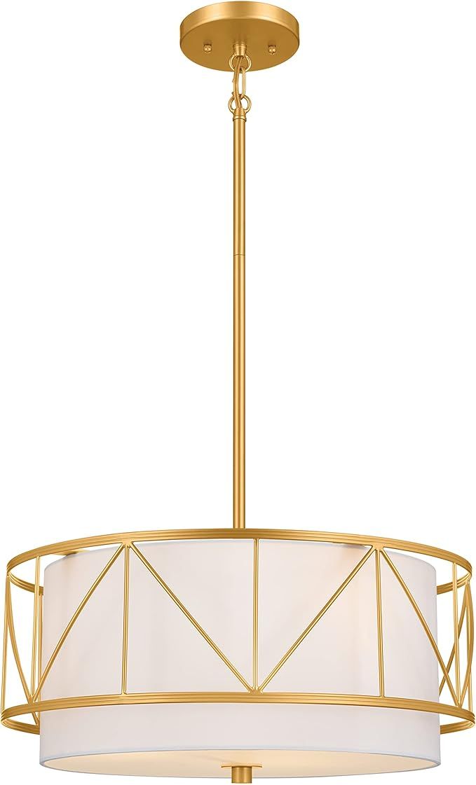 Kichler, Birkleigh 18 inch 3 Light Convertible Pendant/semi Flush with Satin Etched Glass in Clas... | Amazon (US)