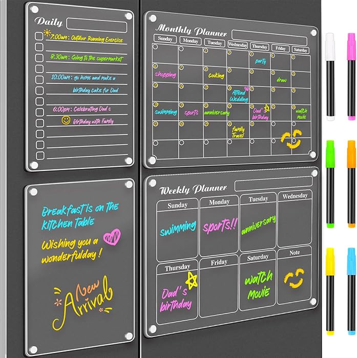 DIYMAG Magnetic Calendar for Refrigerator 4 PCS Dry Erase Whiteboard 15.2"x11.2" Magnet Fridge Wa... | Amazon (US)