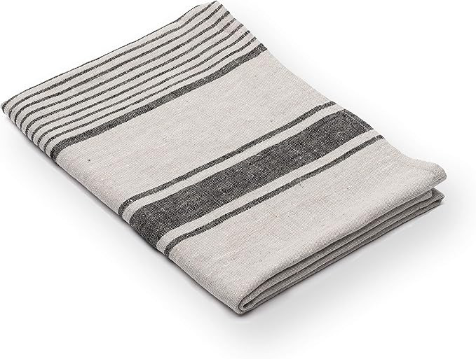 LinenMe Linen Bath Towel Black Natural Provence, 26” x 51” | Amazon (US)