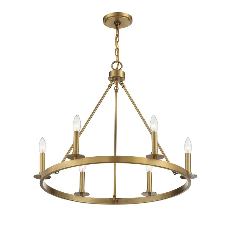 Lowrie 6 - Light Candle Style Wagon Wheel Chandelier | Wayfair North America