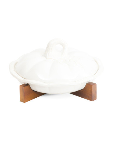 10in Pumpkin Pie Dish With Trivet | TJ Maxx