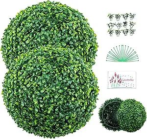A & R 2 Pcs 18.90" Artificial Boxwood Balls, 4 Layers Artificial Plant Topiary Ball with Extra Le... | Amazon (US)