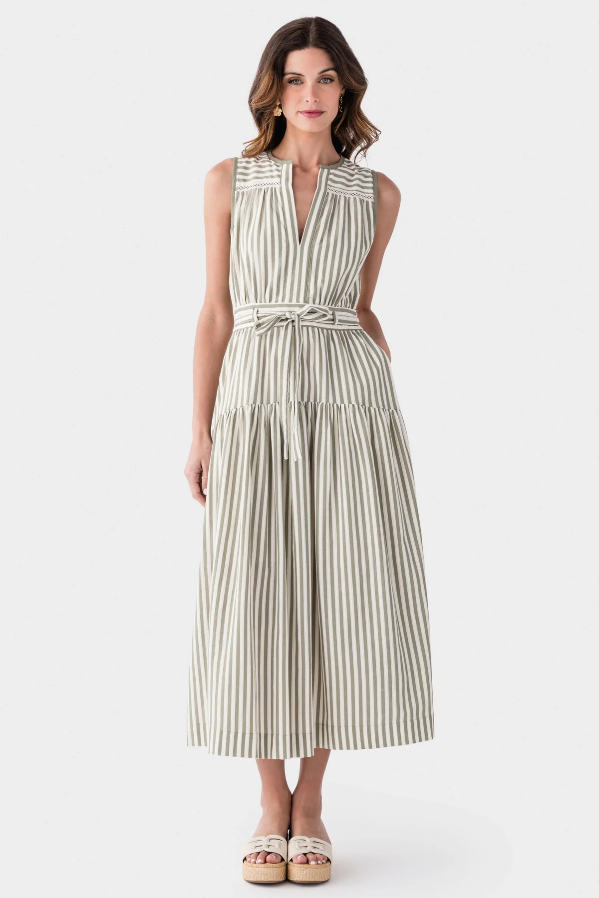 Dress Forum Nikhita Striped Tie Waist Maxi Dress | Social Threads