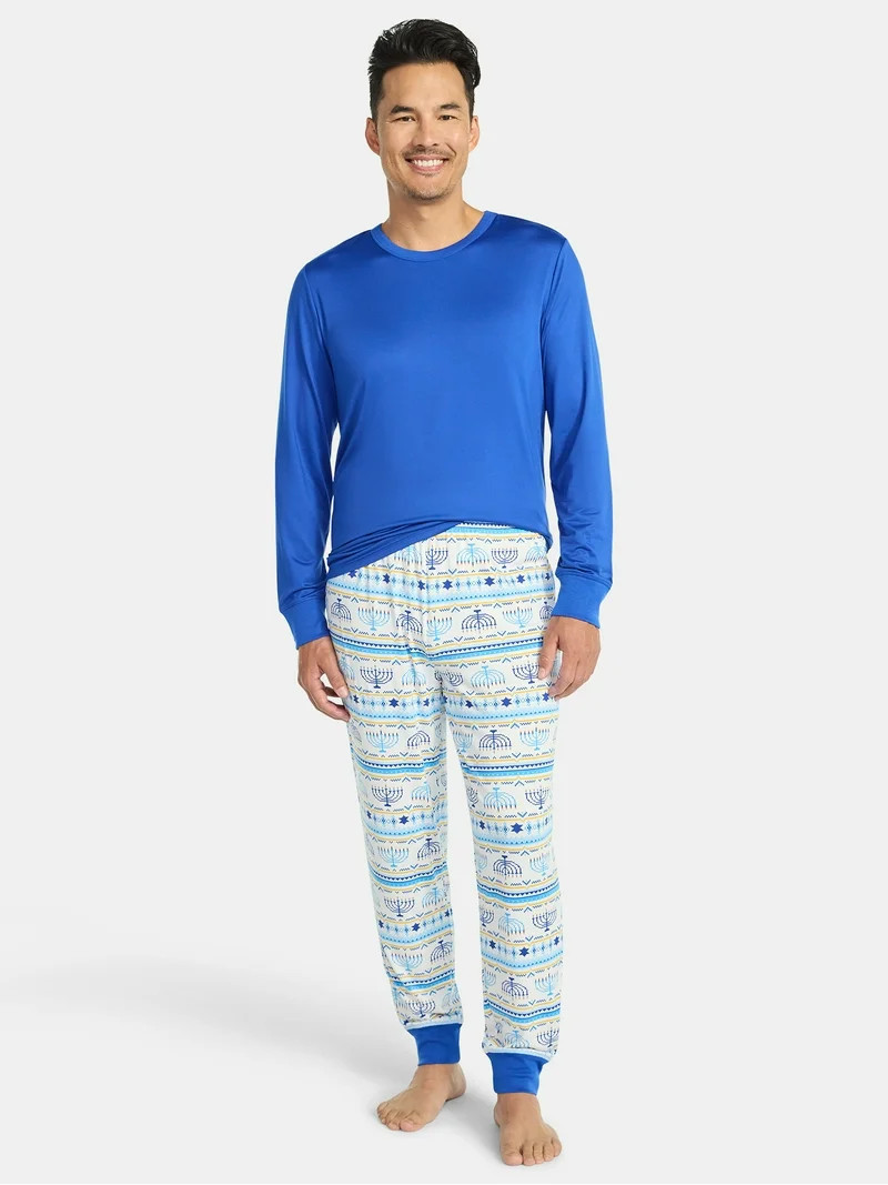 Hanukkah Men's and Big Men's Matching Family Pajamas Set from Way to Celebrate, 2-Piece, Sizes S-... | Walmart (US)