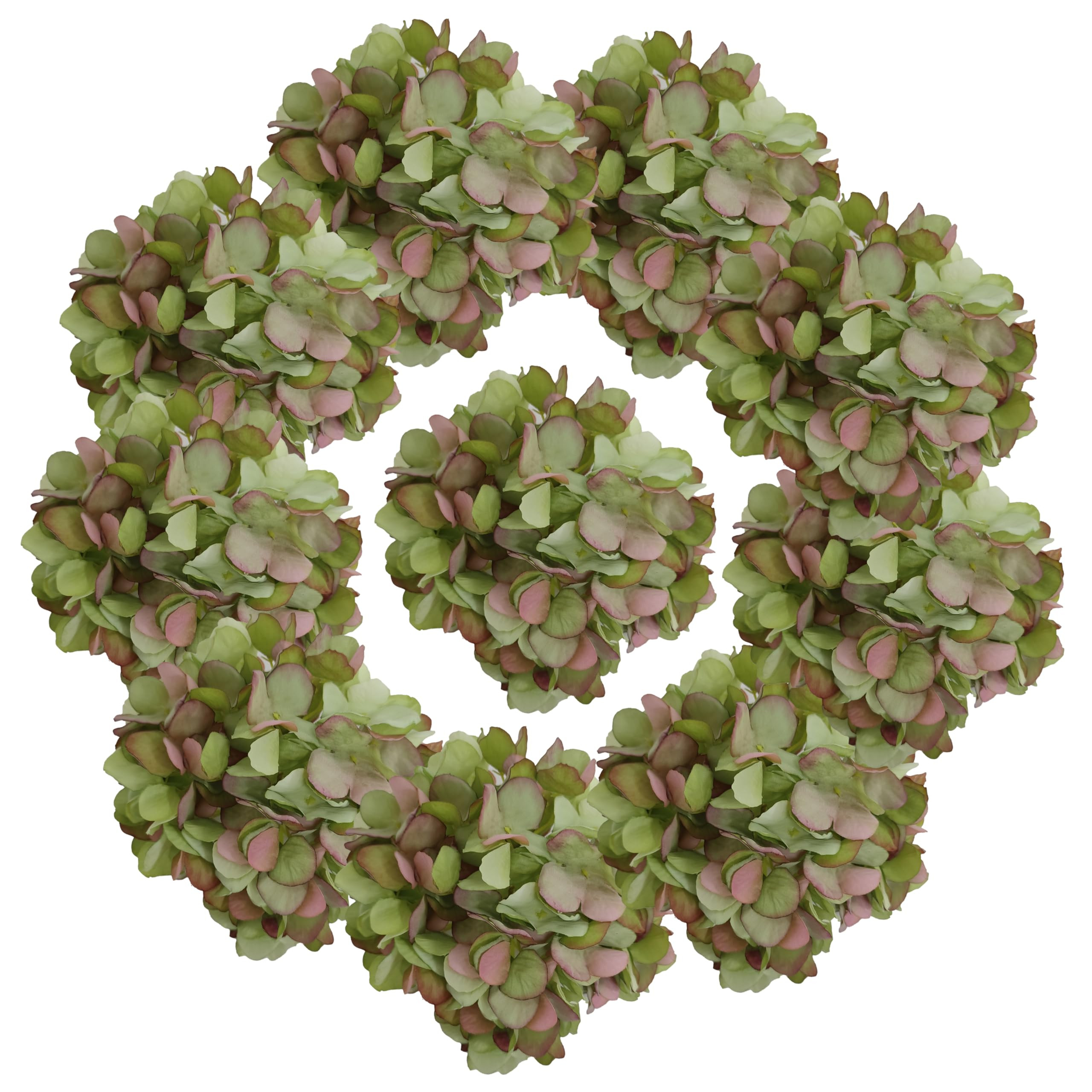 7.1''Green Silk Hydrangea,10 Pcs Artificial Silk Hydrangea Heads,81 Petals Faux Hydrangea Flowers... | Amazon (US)