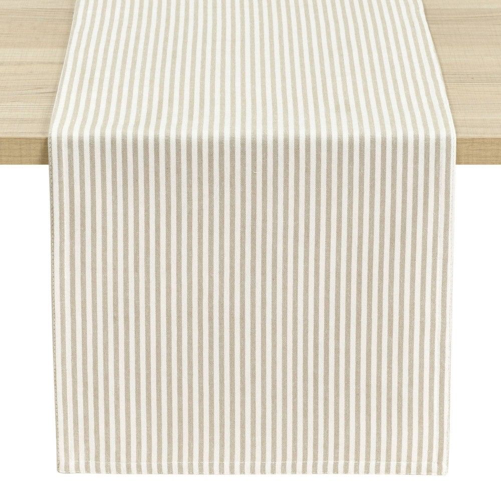 72"" x 13"" Cotton Farmhouse Ticking Stripe Table Runner - Lush Décor | Target