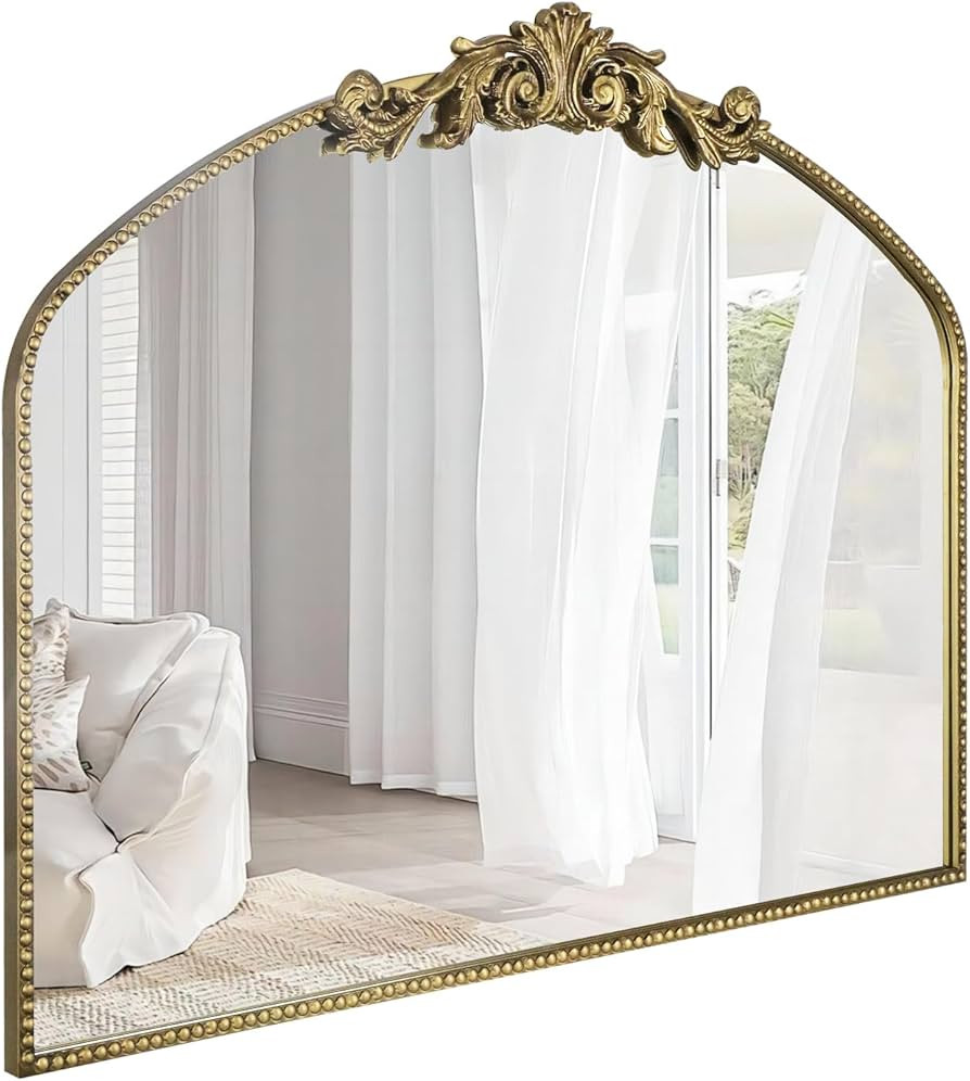 AIXI HOME Vintage Gold Arched Mirror 40"X31", Antique Baroque Mantel Mirror with Ornate Metal Fra... | Amazon (US)