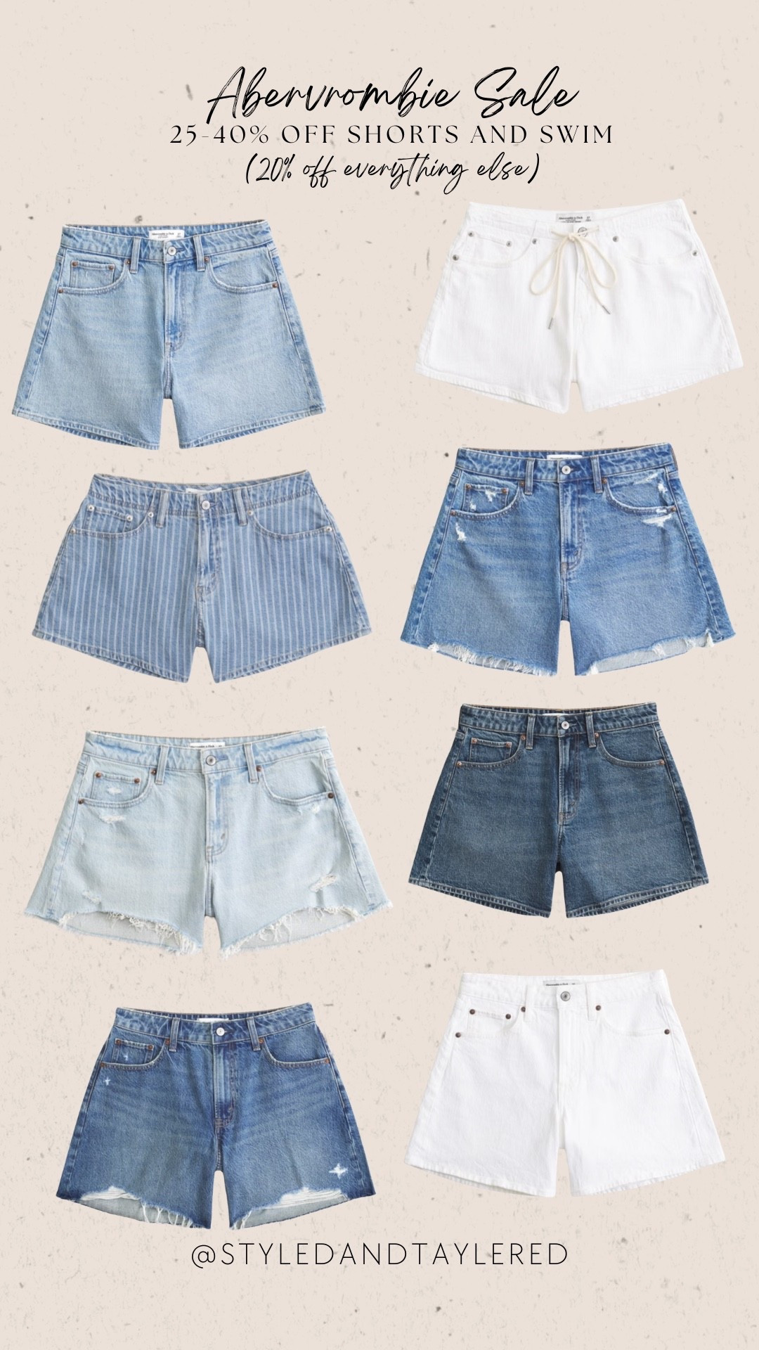 Abercrombie 25-40% off shorts and swim sale 👏 20% off everything else PLUS use code SHORTSAF for extra 15% off (code stacks)

Abercrombie sale
Abercrombie code
Abercrombie shorts
Abercrombie denim shorts
Abercrombie curve love dad shorts
Abercrombie loose shorts
Abercrombie swim
Abercrombie style

#LTKSaleAlert