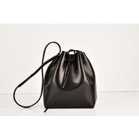 Classic Bucket Bag, Genuine Leather, Black | Etsy (US)